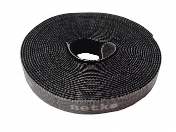 Netko Лента-липучка многоразовая 14,5мм*5м, с насечками для отрыва (каждые 2 см), черная Optima