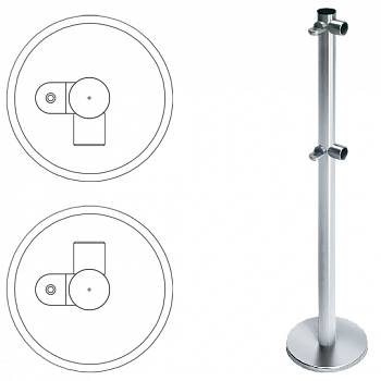 OXGARD ВЗР 2442.09.01 Стойка ограждения передвижная L-образная с 2-мя полупетлями справа 