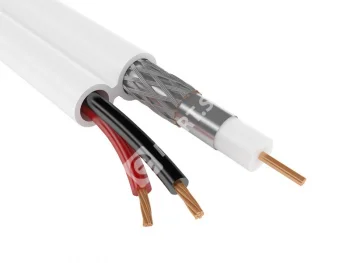 Кабель комбинированный RG59 CU+2x0.75 мм2 75 Ом, плоский, белый, 200 м 04-134